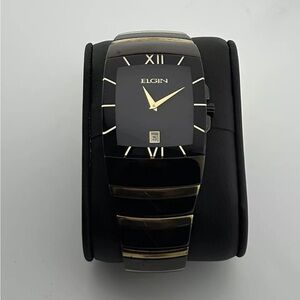 Elgin Black and Gold Watch